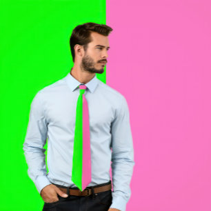 Neon Groen en Heet Roze Stropdas (Twee Kleur Strop