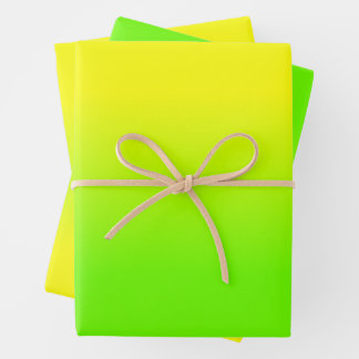 Neon groen en neon geel Ombré Schaduwkleur vervag Inpakpapier Vel