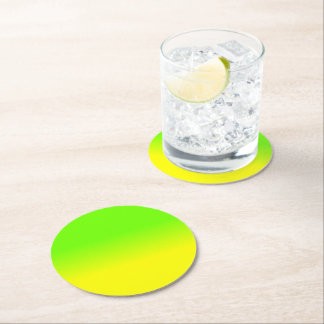 Neon Groen en Neon Geel Ombré Schakering Kleur Ver Ronde Kartonnen Onderzetter