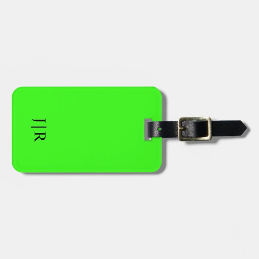Neon groen en zwart in modern monogram bagagelabel (Voorkant horizontaal)