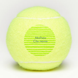 Neon groen geel retro strepen voeg naam plaats toe tennisballen