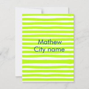 Neon groen geel retro strepen voeg naam stad toe briefkaart
