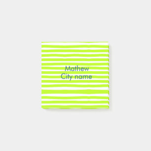 Neon groen geel retro strepen voeg naam stad toe post-it® notes