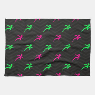 Neon Groen, Heet Roze, Hardlopen, Loper, Zwart Theedoek