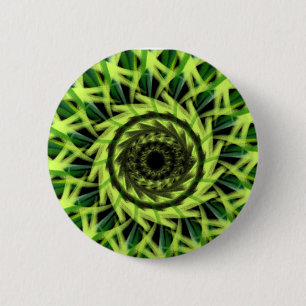 Neon Groen Hypnotische Vortex Abstract Geometrisch Ronde Button 5,7 Cm