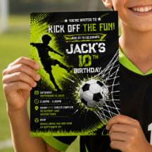 Neon Groen Kick Off the Fun Voetbal Verjaardagsfee