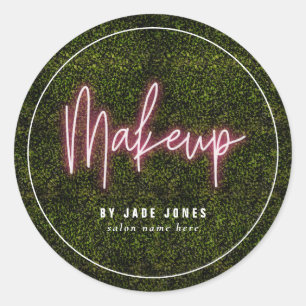 Neon groen make-up kunstenaar zakelijke cosmetoloo ronde sticker