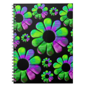 Neon groen paarse blauw daisy notitieboek