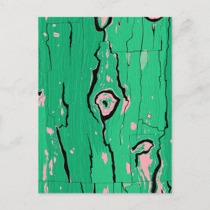 Neon Groen Pop Art Houtnerf Abstract Boomschors  Briefkaart