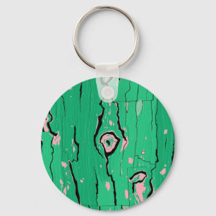 Neon Groen Pop Art Houtnerf Abstract Boomschors Sleutelhanger