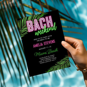 Neon Groen & Roze Tropische Bachelorette Weekend Kaart