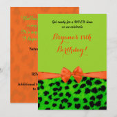 Neon Groen Sinaasappel Luipaard Cheetah Print Uitn Kaart (Voorkant / Achterkant)