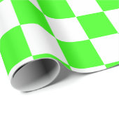 Neon Groen Wit Geruite Checkerboard Cadeaupapier (Rol Hoek)