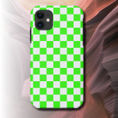 Neon Groen Wit Geruite Checkerboard  Case-Mate iPhone Case