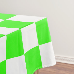 Neon Groen Wit Geruite Checkerboard Tafelkleed