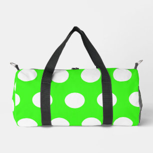 Neon groen wit grote polka stippen plunjezak