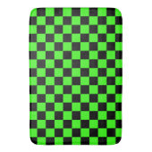 Neon Groen Zwart Geruite Checkerboard  Badmat (Voorkant Verticaal)