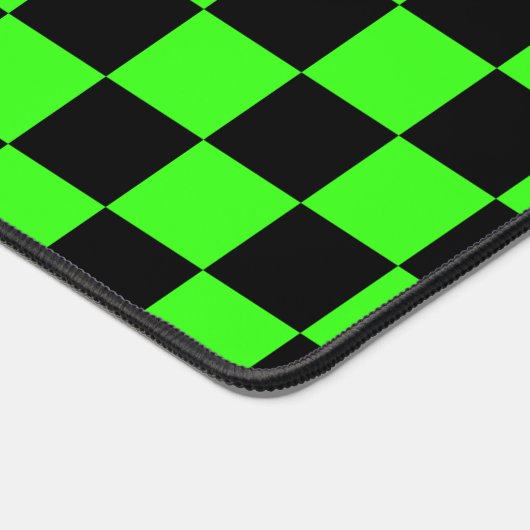 Neon Groen Zwart Geruite Checkerboard  Bureaumat (Hoek)