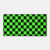Neon Groen Zwart Geruite Checkerboard  Bureaumat (Voorkant)