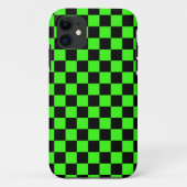 Neon Groen Zwart Geruite Checkerboard Case-Mate iPhone Case (Achterkant)