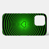 Neon Groen Zwart iPhone Case met Warmte (Achterkant (horizontaal))