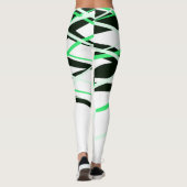 Neon Groen Zwart Wit Strepen Geometrisch Leggings (Achterkant)