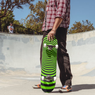 Neon Groen & Zwarte Optische Illusie Unisex Skateboard
