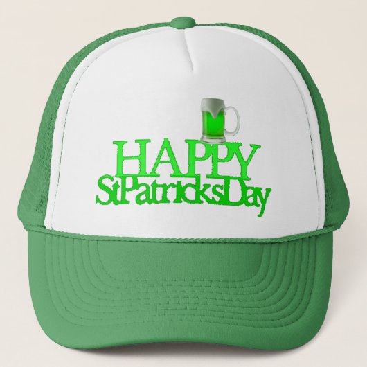 Neon groene bier Wazige gelukkige St. Patrick's Da Trucker Pet (Voorkant)