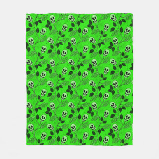 Neon groene bloem gotische schedel fleece deken
