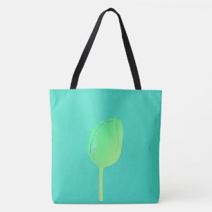 Neon groene bloemige tulp abstract teal cadeau draagtas