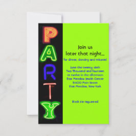 NEON GROENE BORDEN Bar Bat Mitzvah Party Kaart