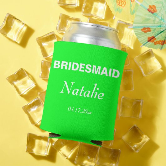 Neon Groene Bruid Bruiloft Bruidsmeisje Blikjeskoeler (Insitu Zomer)