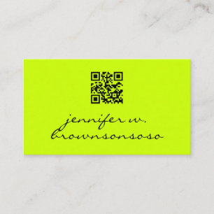 Neon groene eenvoudige qr-code visitekaartje