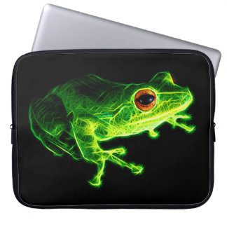 Neon Groene Elektrische Boomkikker - Gloeiend Dier Laptop Sleeve