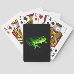 Neon Groene Elektrische Boomkikker - Gloeiend Dier Pokerkaarten