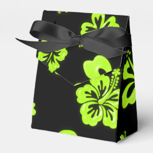 Neon groene gele hibiscus bloem feest cadeau doos bedankdoosjes