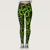 Neon Groene Giraffe vlekken Patroon Leggings (Voorkant)