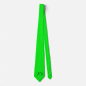 Neon Groene Kleur Trendy Mode Monogram Elegant Stropdas (Voorkant)