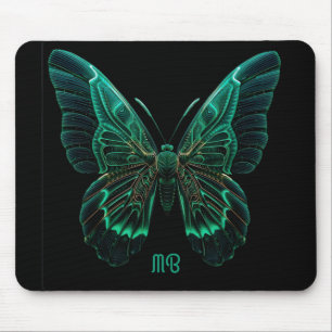 Neon Groene Lichtgevende Vlinder Kunst Muismat