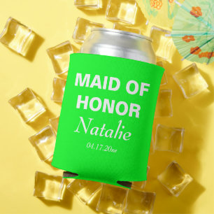 Neon Groene Maid van Eer Bruiloft Bruidsmeisje Bru Blikjeskoeler