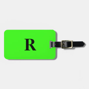 Neon Groene Monogram Naam Aangepaste Huwelijkscade Bagagelabel