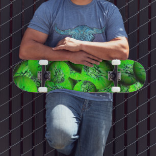 Neon groene planeten - patroon in 3D optica Skateboard