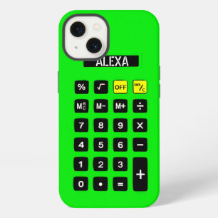 Neon groene rekenmachine met toetsenbord     iPhone 13 hoesje