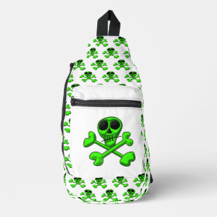neon groene schedel sling bag