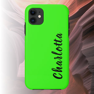 Neon Groene Stevige Kleur   Aangepast aanpassen iPhone 11 Hoesje