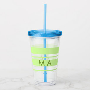 Neon groene strepen Griekse patroon letter monogra Acryl Drinkbeker