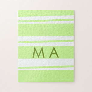Neon groene strepen Griekse patroon letter monogra Legpuzzel