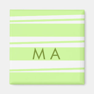 Neon groene strepen Griekse patroon letter monogra Magneet