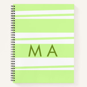 Neon groene strepen Griekse patroon letter monogra Notitieboek
