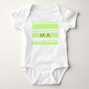 Neon groene strepen Griekse patroon letter monogra Romper